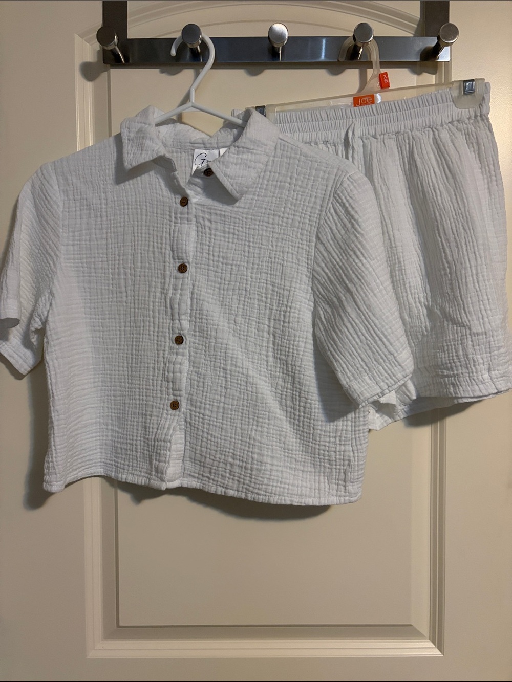 Cropped White Gauze Button-Down Shirt - Lightweight Summer Top